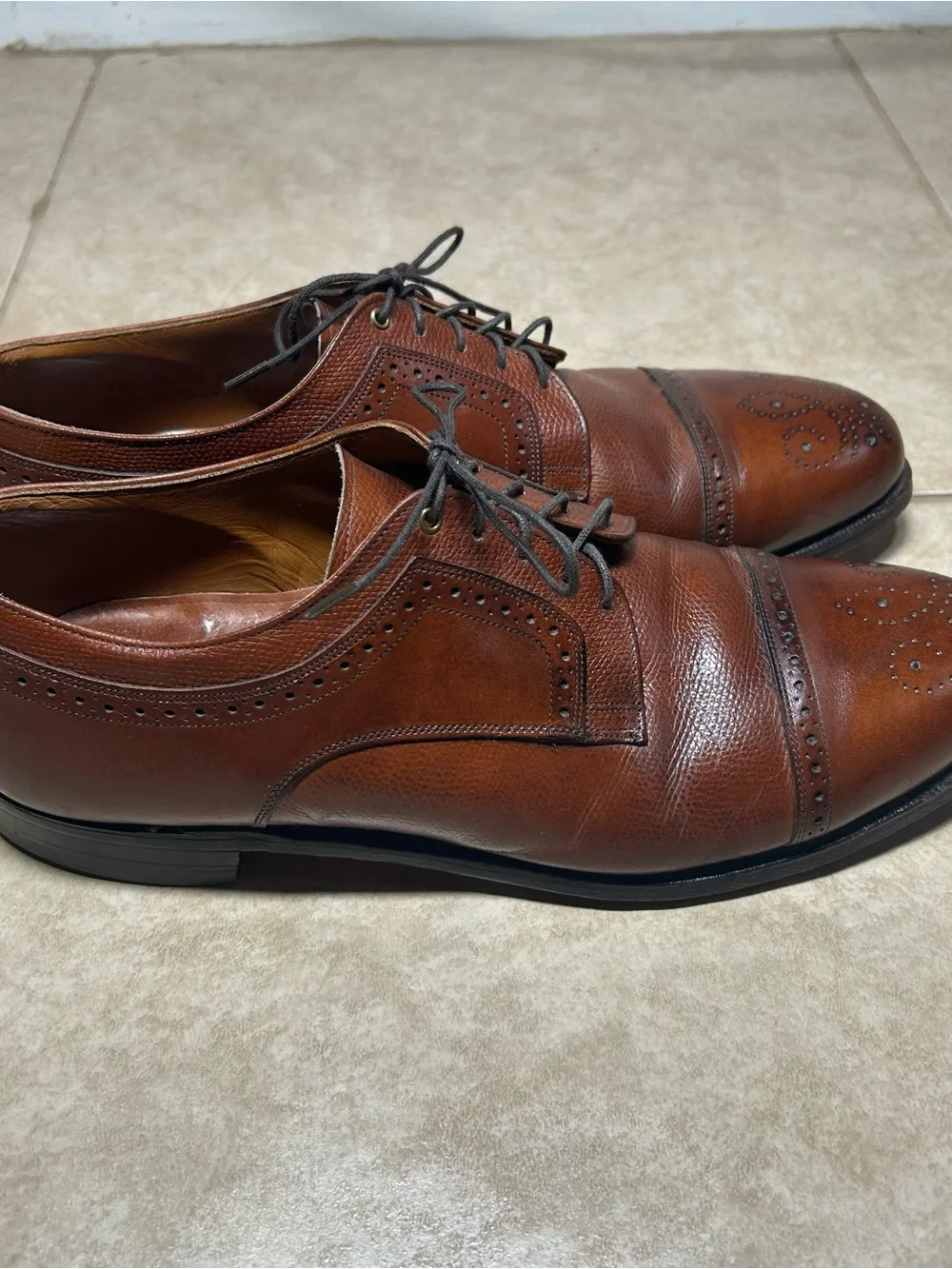 Johnston Murphy Conard Mens Cap Toe Oxford Dress Shoes Size 12N Brown Leather